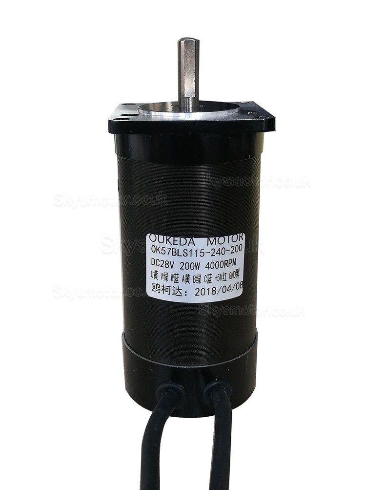 24V 200W Brushless DC Motor OK57BLS115-240-200 4000RPM 47Ncm 12A 3 Phase Ф57mm BLDC Motor